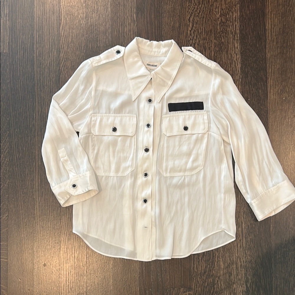 Zadig & Voltaire White Blouse with Black Accents